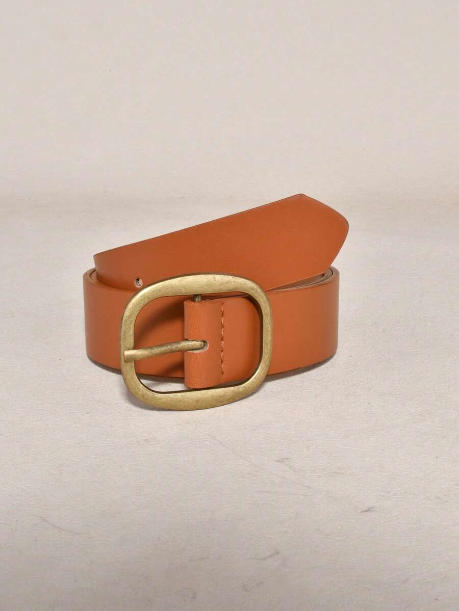 1pc Versatile Minimalist Fashion PU Leather Women's Belt - Burnt Orange - View 1
