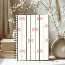 5pcs A5 Bow Theme Spiral Bound Notebooks, Suitable For Daily Office Use, With Easy-Tear Bow Cover, Applicable For Any Holiday, Women's Stationery, Back To School, School Supplies - 5PCS - View 9