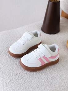 1 Pair Kids' Training Shoes, Hook And Loop Closure, Soft Sole, Non-Slip, Lightweight, Versatile, Outdoor, Unisex Children's Sneakers - Pink - View 1