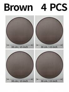 1pc/4pcs, 15 Inch Solid Color Round Faux Leather Placemats, Waterproof & Oil-Resistant, Washable Table Decor Mats, Non-Slip & Durable Western Style Placemats; Suitable For Restaurants, Cafes, Homestays; Perfect For Holidays, Parties, Gatherings, Birthdays, Weddings, Dinners. - Multicolor - View 13