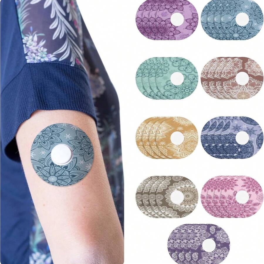 1 Set - 2/9 Waterproof Sensor Cover, Suitable For Libre 2 Adhesive Patch, Breathable Mandala Floral Pre-Cut Cover Sticker, Continuous Protection For Glucose Monitoring - View 1