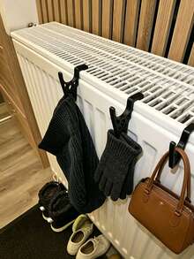 2Pcs No‑Drill Radiator Hooks, Multi‑Function Plastic Drying Rack Hanger, Space‑Saving Adhesive Wall‑Mount Organizer For Towels, Clothes, Garments, Quick‑Install Lightweight Laundry Storage Solution For Bedroom Bathroom Kitchen Apartment Living - Multicolor - View 5