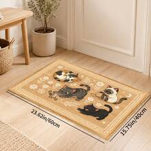 1pc, Cat Cartoon Pattern Printed Faux Cashmere Kitchen Mat, Absorbent Kitchen Floor Mat, Kitchen Rug, Long Strip Foot Mat, Sink Front Mat, Suitable For Kitchen, Bathroom, Entryway, Hallway, Laundry Room And Home Decor - Multicolor - View 14
