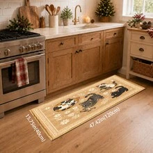1pc, Cat Cartoon Pattern Printed Faux Cashmere Kitchen Mat, Absorbent Kitchen Floor Mat, Kitchen Rug, Long Strip Foot Mat, Sink Front Mat, Suitable For Kitchen, Bathroom, Entryway, Hallway, Laundry Room And Home Decor - Multicolor - View 10