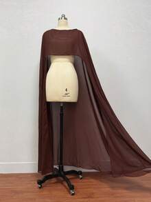 1pc Detachable Chiffon Minimalist Mid-Length White Bridal Shawl Cape, Bridal Accessory For Photoshoot - Multicolor - View 9