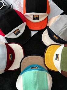 Thick Flat Brim Baseball Cap Splicing Color Camping Caps Warm Winter 5 Panels Adjustable Hat Hats For Men Woman Outdoor Hiking - Multicolor - View 4