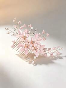 1pc Women's Luxury Pearl Crystal Rhinestone Heavy Work Hair Comb Bridal Updo Hair Accessory - 63325 - View 3