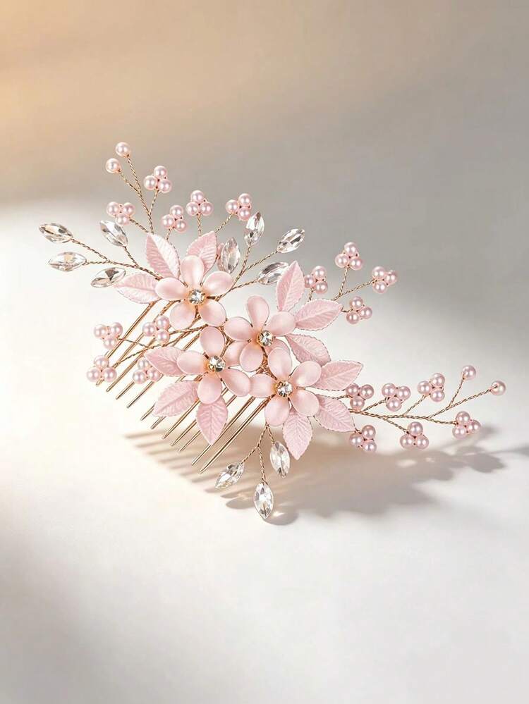 1pc Women's Luxury Pearl Crystal Rhinestone Heavy Work Hair Comb Bridal Updo Hair Accessory - 63325 - View 3