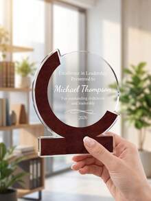 1pc Custom Text Employee Recognition Award,Personalized Acrylic Plaque, Custom Corporate Trophy - Multicolor - View 3