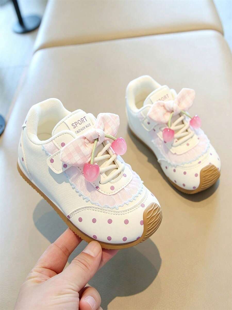 1 Pair Beige Kids' Sports Shoes, Soft Non-Slip Sole, Fashionable , Versatile For All-Season Outdoor Wear - Beige - View 1