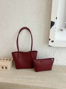 New Fashion Plaid Woven Bucket Bag, Niche Versatile, Handheld Shoulder Bag, Suitable For Commuting - Multicolor - View 8
