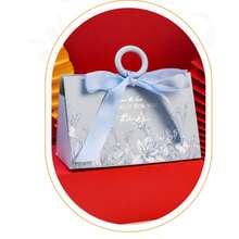 20pcs Luxury Floral Handheld Wedding Candy Boxes, Plastic Ring + Satin Bow Pearl Decoration, Morandi Multicolor Paper Gift Bags, Suitable For Wedding Party, Bridal Shower, Guest Favors, Jewelry, Candle Gift Packaging - Multi-color - View 3
