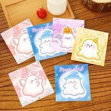 Halloween Ghost Shaped Sticky Notes, Cute Highly Attractive Reusable Adhesive Memo Pads, Student Stationery - one-size - View 3