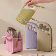 Flexible Standing Makeup Bag, Semi Transparent Travel Wash Bag, Standing Portable Makeup Brush Storage Bag, Large Capacity Storage Makeup Brush, Lipstick Pencil, Cosmetics Suitable For Travel And Vacation, Convenient Storage And Carrying Of Cosmetics - Multicolor - View 2