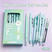 7pcs Aesthetic Style Gel Pen Set, Highly Attractive Retractable Gel Pens, Quick-Dry Black Carbon Ink ST Tip Waterproof Smooth Writing, Soft Grip Comfortable Signature Ballpoint Pens, Suitable For Students Note-Taking, Campus Office, Back To School Stationery - B - View 3