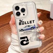 1PC Car Model Print Transparent Soft TPU Phone Case, Compatible With Apple 18 17 16 15 14 13 12 11 Plus Pro Max Series, Personalized Ins Style - Clear - View 3