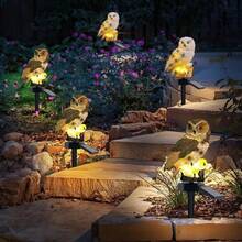 Solar Powered Owl Lawn Light, Resin Realistic Craft Outdoor Glowing Decorative Light, Garden Landscape Light, Light-Control Sensor Ground Stake Light, Animal Model Landscape Light, Holiday Atmosphere Light - Resin Owl Lawn Light - View 7