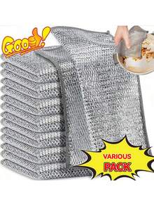 30pcs - Magic Cleaning Cloth, Magic Cleaning Cloth, Thickened Double-Sided Metal Steel Wire Dishcloth Kitchen Dishwashing Pot Cleaning Cloth Cleaning Tools, Scratch-Resistant Metal Wire Dishcloth, No-Trace Multi-Purpose Metal Wire Dishcloth, Silver Mesh Woven Cleaning Cloth, Dry And Wet Use, Easy To Rinse, Reusable, Metal Wire Cleaning Cloth, Suitable For Sinks, Pots And Pans, Countertops, Stoves, Tableware, Etc., Cleaning Supplies, Cleaning Tools - Silver - View 2