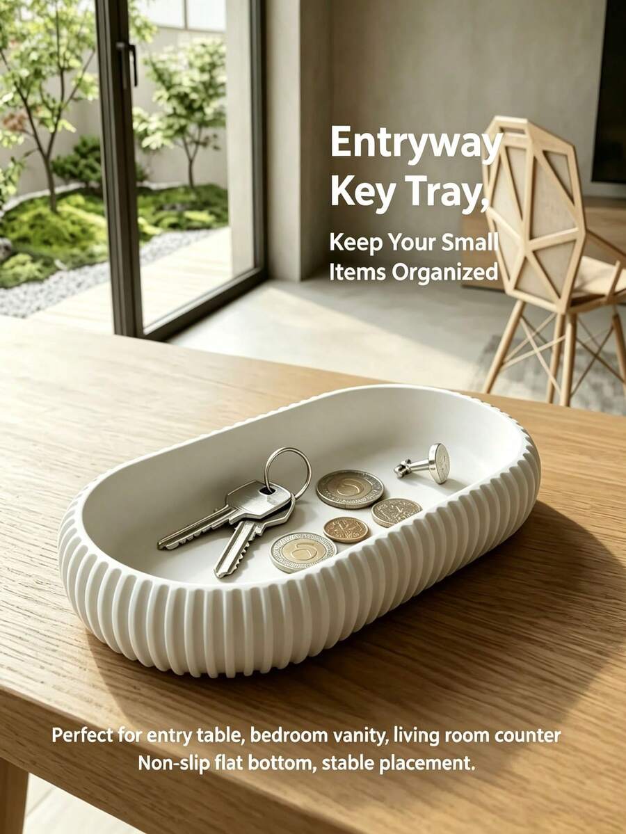 1pc New Matte Japanese Style Small Key Tray/Storage Dish, Minimalist Storage Plate, Suitable For Entryway, Vanity, Bathroom And Office Desk Decoration, Multi-Purpose Jewelry Storage Tray, Halloween Christmas Decoration, Holiday Party, Best Gift For Others