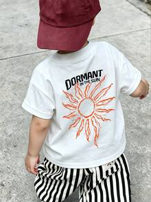 嬰兒街頭風 T-shirt，「Dormant In The Sun」太陽印花短袖上衣，柔軟，適合日常玩耍與戶外活動 - 白色 - 查看 2