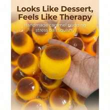 1pc Non‑Rebound Slow Rising Caramel Pudding Stress Ball, Soft Crispy Bead Filled Squeeze Toy, Realistic Handmade Fidget Toy For Adult Stress Relief & Party Favors - Multicolor - View 11