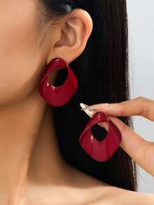 1 Pair Women's Oval Hollow Stud Earrings Shiny Finish - Women's Earrings - View 7