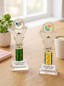 1 buah Piala dengan Logo dan Teks Kustom, Piala Penghargaan Kustom untuk Kompetisi Olahraga, Hadiah Kelas, Upacara Perusahaan, Hadiah Pesta, Piala Penghargaan Kenang-kenangan dengan Plakat Nama Kustom untuk Hadiah - MultiWarna - View 2