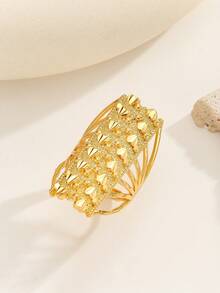 1pc Fashionable Personalized Heart Ring, Suitable For Women's Daily Commute Wear, Holiday Party Gift - Gold - View 9