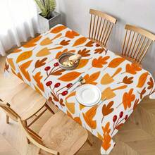 1pc Soft Fashionable Beautiful Autumn Leaf & Berry Pattern Tablecloth, Machine Washable & Easy To Clean, Dining Table / Coffee Table / Desk / Side Table, Picnic / Outdoor Table / Camping Table, Exquisite Living, Home Textile - A - View 4