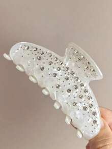 1pc Children Girls Simple Fashion Rhinestone Back Of Head Hair Claw Clip Hair Grab Sweet Gentle Elegant Hair Accessory - Multicolor - View 3