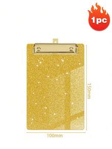 1pc Sparkly Pink Glitter Acrylic Clipboard, Portable Golden‑Clip Writing Board, Decorative Light‑Weight Document Holder For School, Office & Travel Note‑Taking & Paper Organizing - Rectangle - View 11