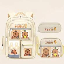 1 Set Fashion Capybara Large Capacity Backpack 3-Piece Set, Printed Design, Backpack + Crossbody Bag + Pencil Case, Back To School Essential, Multiple Colors Available, Perfect Gift For Capybara Lovers - Sets - View 10