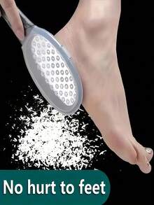 4/3/1pc Professional Stainless Steel Foot Exfoliating Tool With Handle And Splash Guard, Suitable For Home And Spa Foot Care, Especially For Dry And Cracked Heels, Unisex, Perfect For Summer, Easy And Efficient Operation, Ergonomic Curved Handle For Comfortable Grip, Stainless Steel Surface With Different Grit Particles, Ideal For Removing Calluses - Multicolor - View 3
