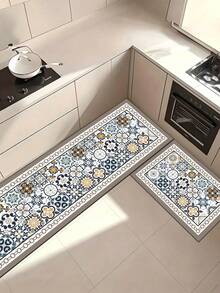 1pc Colorful Mixed Pattern Kitchen Mat, 3.5mm Soft Rubber Material, Absorbent And Easy To Clean, Suitable For Hallway, Bathroom, Living Room, Outdoor Door Mat And Toilet, All-Season Use, Suitable For Various Holidays - Multicolor - View 2