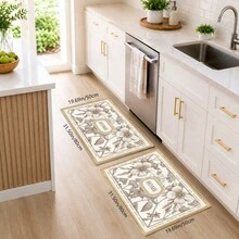 1pc, HOME Floral Vintage Pattern Printed Faux Cashmere Kitchen Mat, Absorbent Kitchen Floor Mat, Kitchen Carpet, Long Runner Mat, Sink Front Mat, Suitable For Kitchen, Bathroom, Entryway, Hallway, Laundry Room And Home Decor - Multicolor - View 13