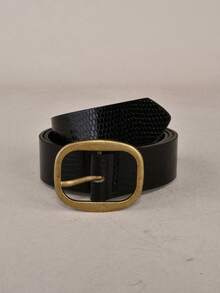 1pc Versatile Minimalist Fashion PU Leather Women's Belt - Black - View 1