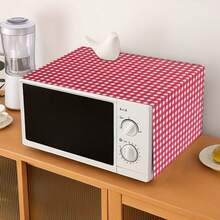 1 buah Penutup Debu Microwave Pola Kotak-kotak Merah & Putih Datar 2D, Kain Penutup Oven Persegi Panjang Poliester Modis Ukuran 35x90cm, Dekorasi Penyimpanan Microwave, Meja Dapur, dan Kabinet - MultiWarna - View 4