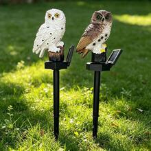 Solar Powered Owl Lawn Light, Resin Realistic Craft Outdoor Glowing Decorative Light, Garden Landscape Light, Light-Control Sensor Ground Stake Light, Animal Model Landscape Light, Holiday Atmosphere Light - Resin Owl Lawn Light - View 4