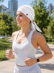 1pc Unisex Skull Cap, Breathable Mesh Sweat-Absorbing Tie-Up Sports Headband, Suitable For Running, Cycling, Fitness And Daily Wear, Cooling Headwrap - A - View 4