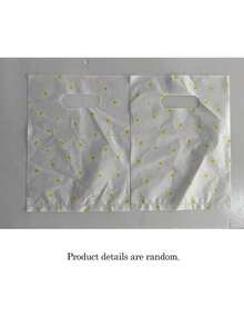 100pcs White Daisy Pattern Plastic Shopping Bags, High-End Shopping & Retail Bags With Embossed Handle Design, Suitable For White Daisy, White Daisy Etc. Thank You Gifts (With Thank You Tags/Signatures), Reusable White Daisy Pattern Shopping Bags - Clear - View 7