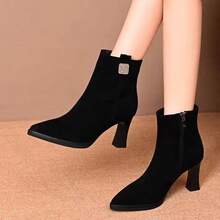 French Chic Pointed Toe Stiletto Heel Slim Ankle Boots 2026 Autumn/Winter New High-End High Heel Ankle Boots For Women - Black - View 2