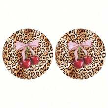 2 Set Tatakan Gelas Mobil Motif Leopard dan Ceri - Bulat 2,8 Inci dengan Karet Alami Anti Selip, Aksesori Mobil dan Rumah yang Tahan Lama, Unisex, Dapat Dicuci, Berat 15 Gram per Buah - Set 2 Potong Motif Leopard Gelap Warna Ceri - View 9