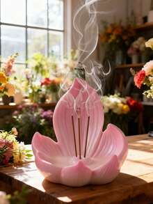 1pc Lotus Aromatherapy Base, Creative Lotus Shaped Incense Burner, Home Fragrance Decor, Helps Regulate Mood And Purify Air, Suitable For Living Room, Bedroom, Room, Desktop Decoration, Dorm Storage, Home Decor, Wedding, Essential Fragrance Tool - A - View 2