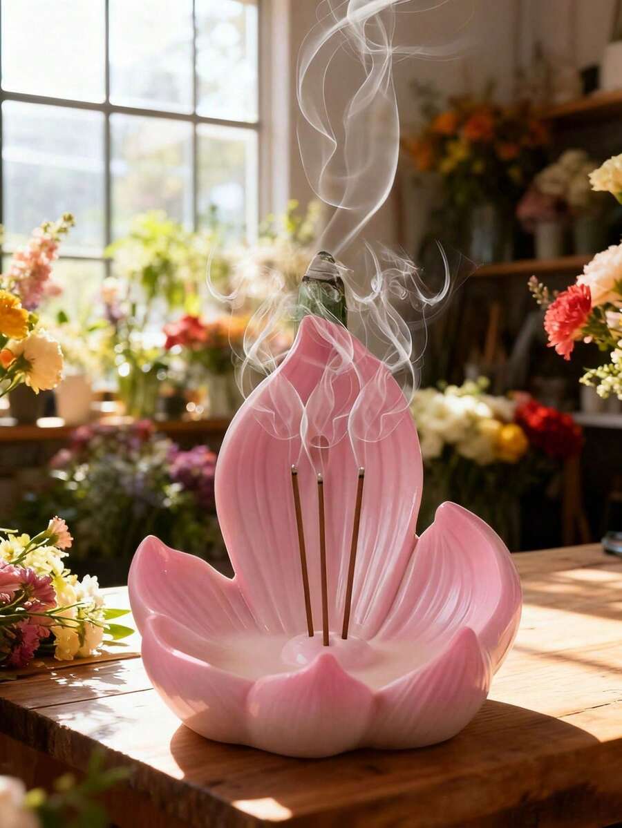 1pc Lotus Aromatherapy Base, Creative Lotus Shaped Incense Burner, Home Fragrance Decor, Helps Regulate Mood And Purify Air, Suitable For Living Room, Bedroom, Room, Desktop Decoration, Dorm Storage, Home Decor, Wedding, Essential Fragrance Tool