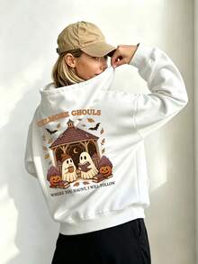 Personalized Custom Women's Autumn/Winter Hooded Jacket, Customizable Text, Images, LOGO And Photos (Family/Landscape/Pet/Friend/Pattern), Suitable For Party And Halloween/Valentine's Day/Christmas/Holiday Gifts, Design Your Own Apparel, Give Her A Unique Gift - White - View 4