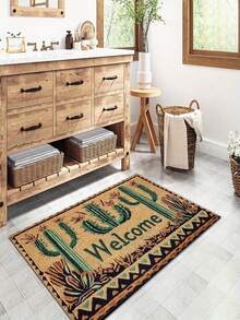 1pc Desert Cactus Pattern Bath Mat, Machine Washable, Suitable For Bathroom, Kitchen And Entryway, Daily Decoration, Creative Gift, Bathroom Mat, Cactus Design, Cactus Decor, Home Decor Carpet - B - View 4