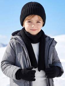 3 piezas/Set Gorro de punto unisex para niños pequeños + Guantes + Bufanda Conjunto de 3 piezas, Conjunto de 3 piezas de invierno, Conjunto térmico de punto para niños pequeños otoño invierno, Conjunto de 3 piezas de gorro bufanda guantes para niños, Conjunto de 3 piezas de invierno de punto para niños y niñas pequeños - 3 piezas - Ver 6