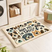 1pc Cartoon Dog Pattern Printed Faux Cashmere Kitchen Mat, Absorbent Kitchen Floor Mat, Kitchen Rug, Long Runner Mat, Sink Front Mat, Suitable For Kitchen, Bathroom, Entryway, Hallway, Laundry Room And Home Decor - Multicolor - View 8