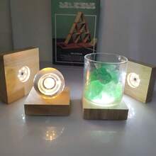 8CM Square 3AAA Battery Powered Wooden Night Light, LED Display Lamp, Decorative Base Light. Suitable For Crystal, Glass, Resin, Acrylic Display Statue Decoration, DIY Decoration - Square - View 3