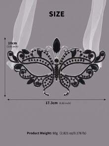 European & American Vintage Gothic Hollow Butterfly Mask, Halloween Party Sparkling Rhinestone Half Face Eye Mask, Alloy Ribbon Ball Mask Face Accessory - Multicolor - View 18
